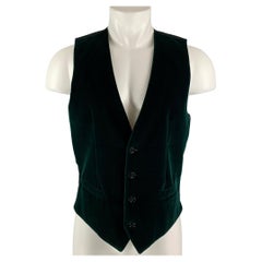 DOLCE & GABBANA Forest Green Velvet Buttoned Size 38 Cotton Vest