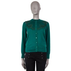 DOLCE & GABBANA forest green wool & cashmere LACE Twinset Cardigan Sweater S