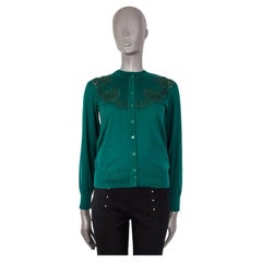 DOLCE & GABBANA forest green wool & cashmere LACE Twinset Cardigan Sweater S