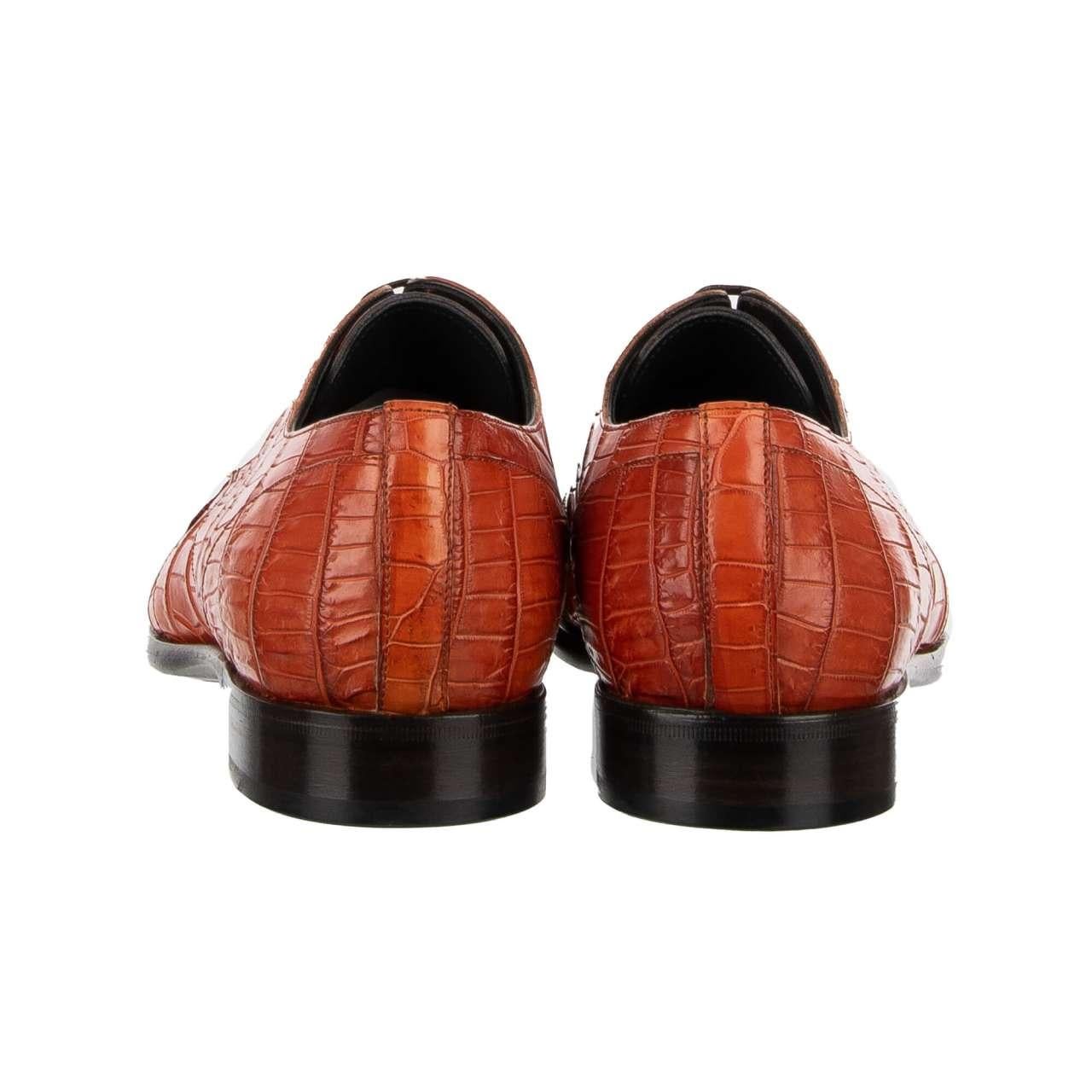 Men's Dolce & Gabbana Formal Crocodile Leather Derby Shoes NAPOLI Orange EUR 41 For Sale