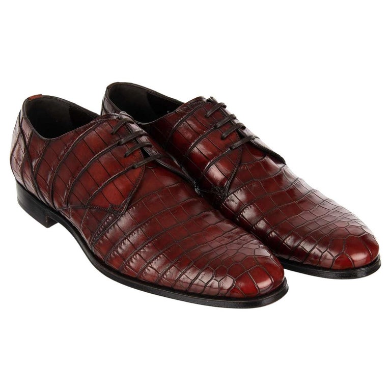 Picture Idea: Dolce And Gabbana Formal Crocodile Leather Derby Shoes Napoli Red