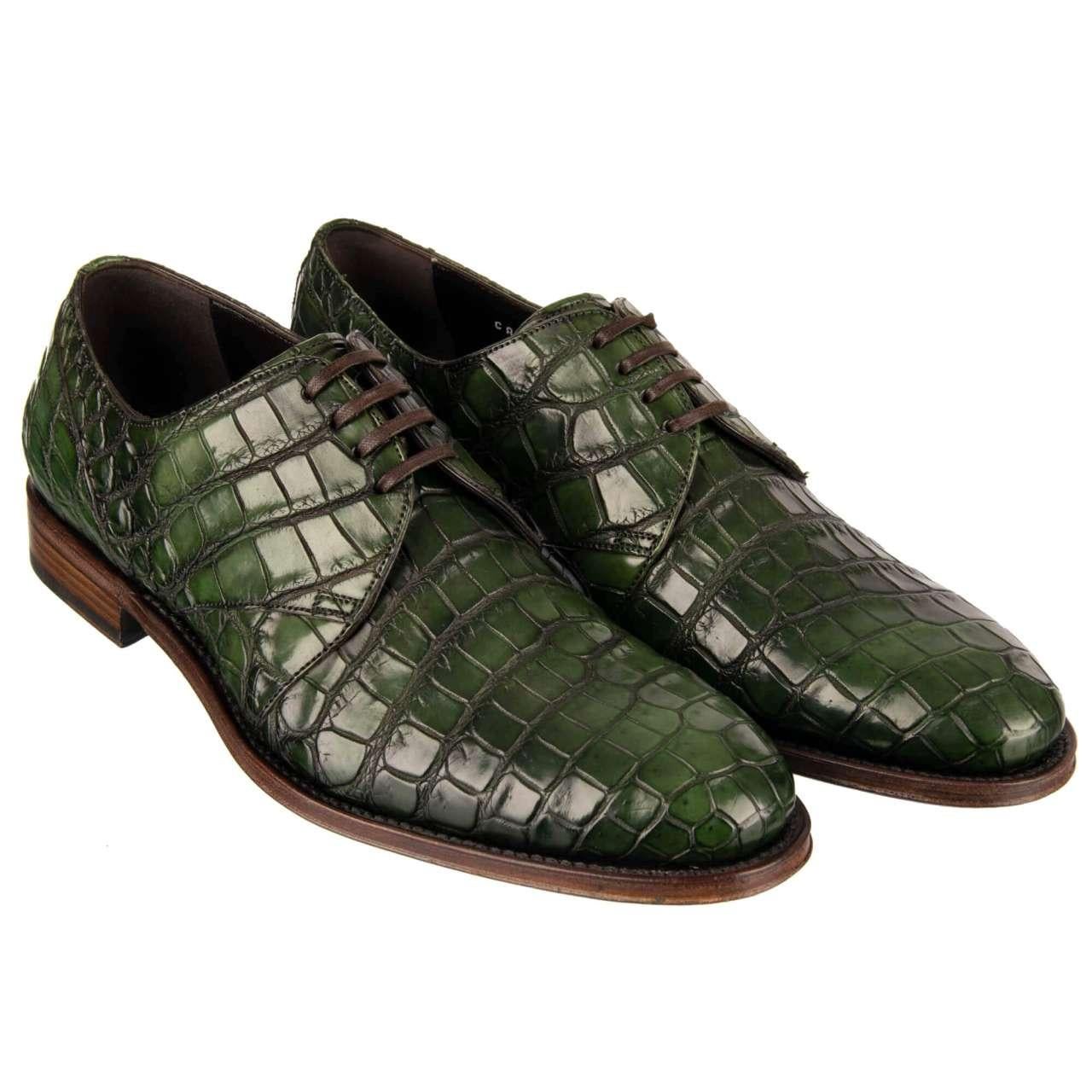 Men's Dolce & Gabbana Formal Crocodile Leather Shoes NAPOLI Good Year Green EUR 39 For Sale