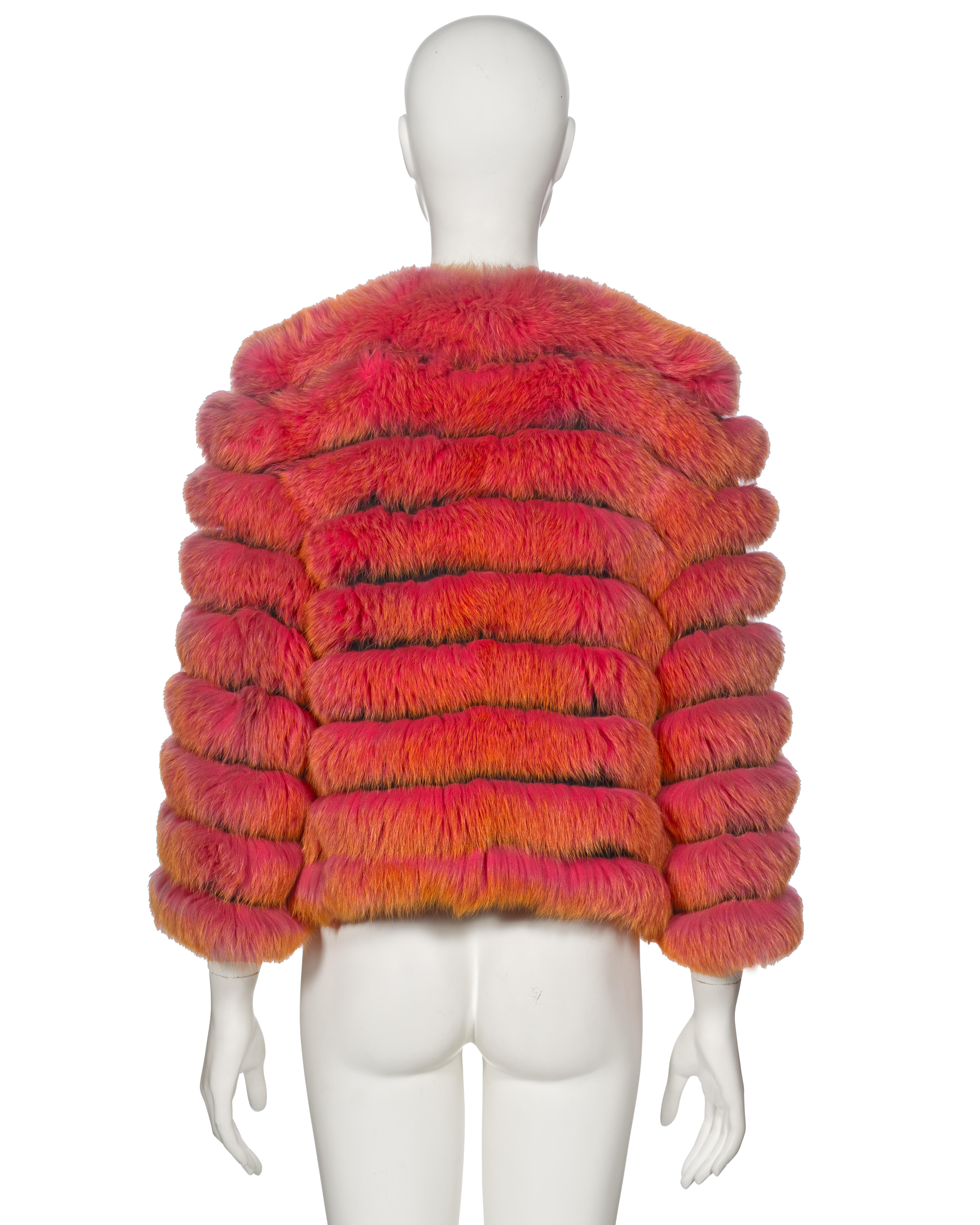 Dolce & Gabbana Fox Fur Jacket With Pink-to-Orange Gradient Coloration, fw 1999 6
