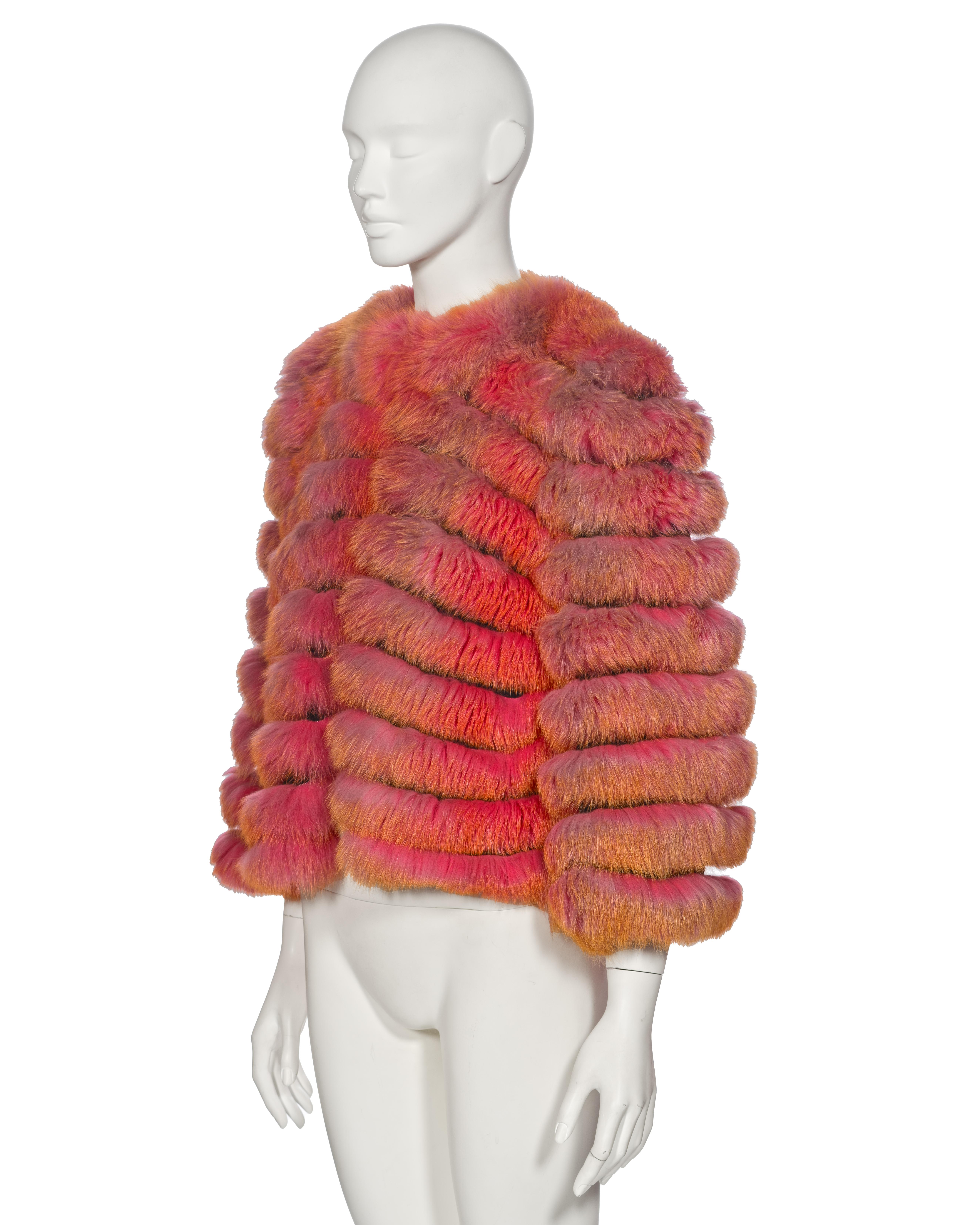 Dolce & Gabbana Fox Fur Jacket With Pink-to-Orange Gradient Coloration, fw 1999 7