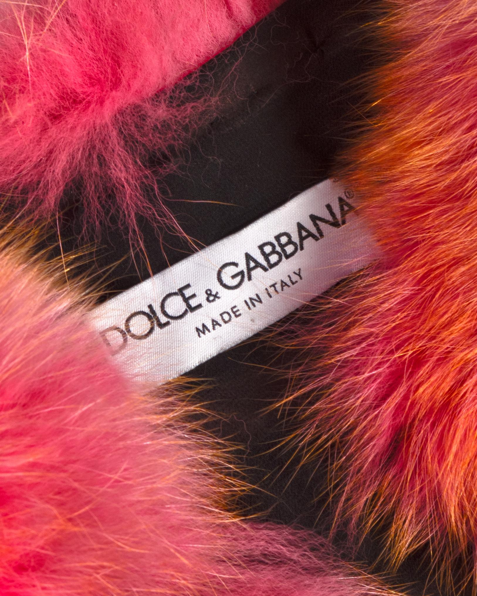 Dolce & Gabbana Fox Fur Jacket With Pink-to-Orange Gradient Coloration, fw 1999 8