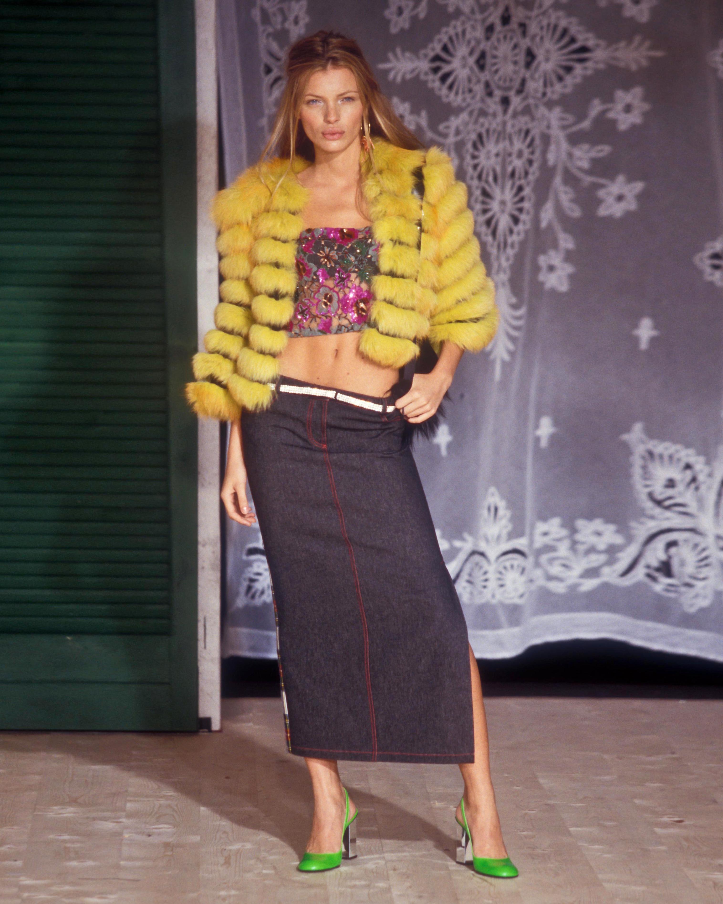 Women's Dolce & Gabbana Fox Fur Jacket With Pink-to-Orange Gradient Coloration, fw 1999