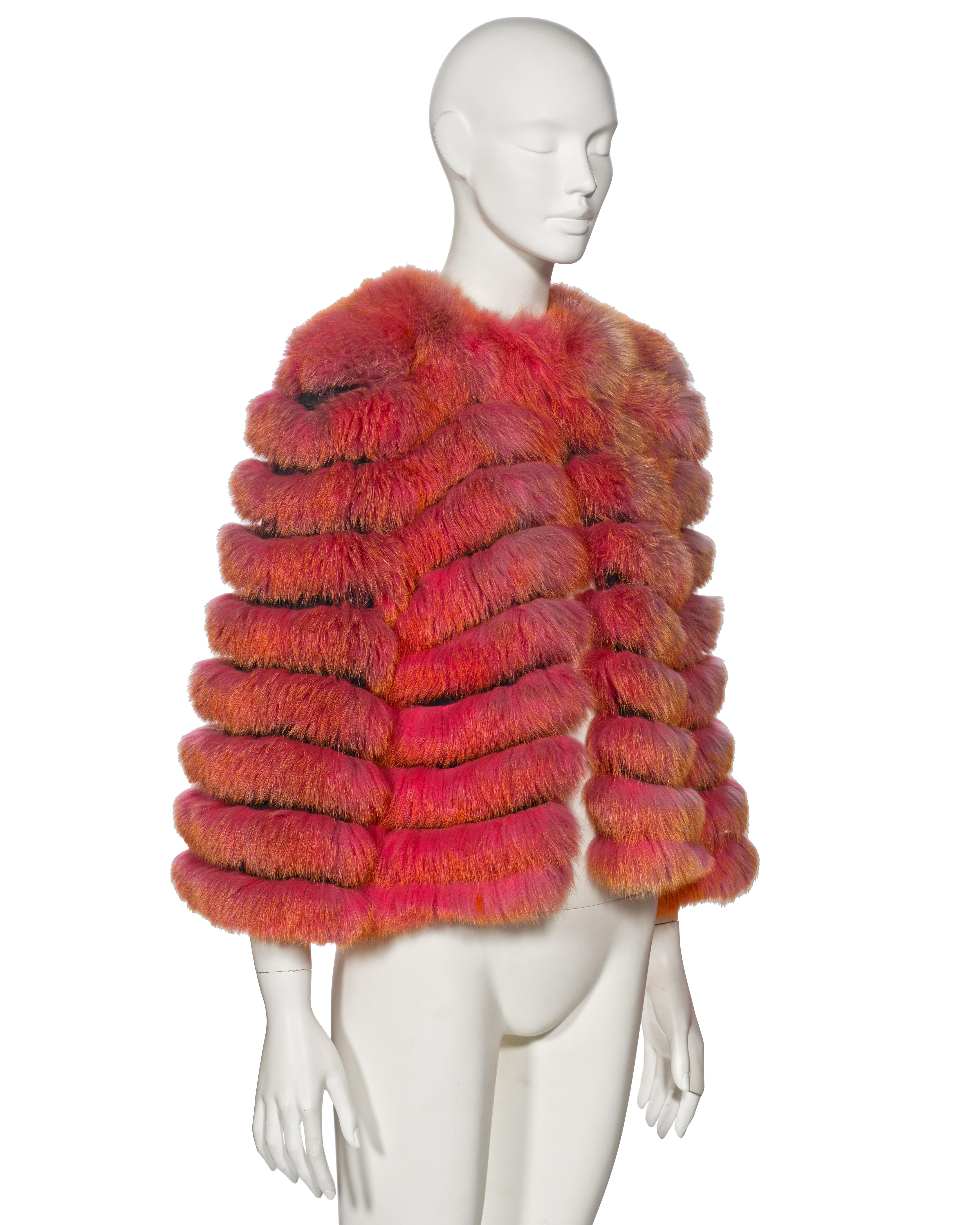 Dolce & Gabbana Fox Fur Jacket With Pink-to-Orange Gradient Coloration, fw 1999 2