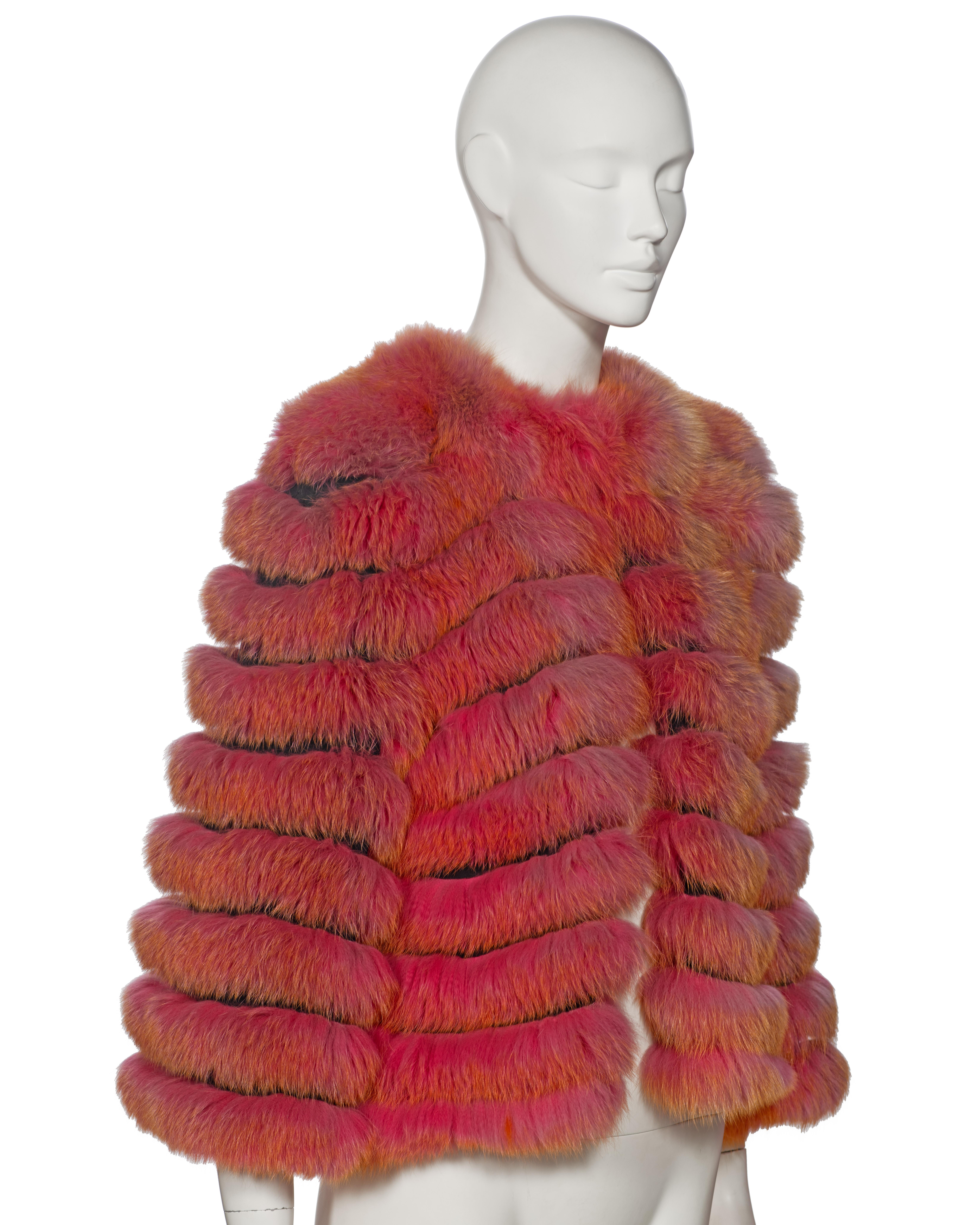 Dolce & Gabbana Fox Fur Jacket With Pink-to-Orange Gradient Coloration, fw 1999 3