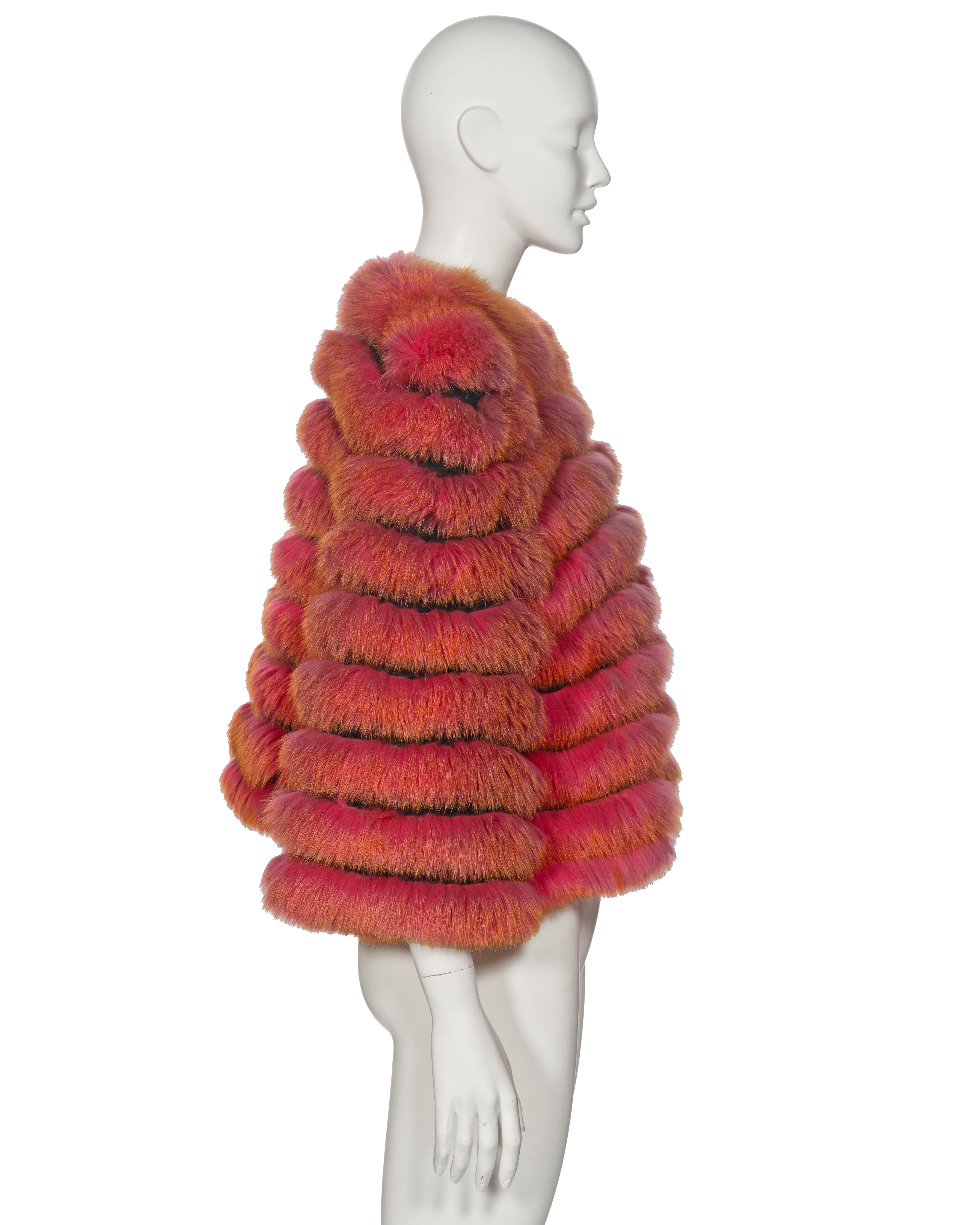 Dolce & Gabbana Fox Fur Jacket With Pink-to-Orange Gradient Coloration, fw 1999 4