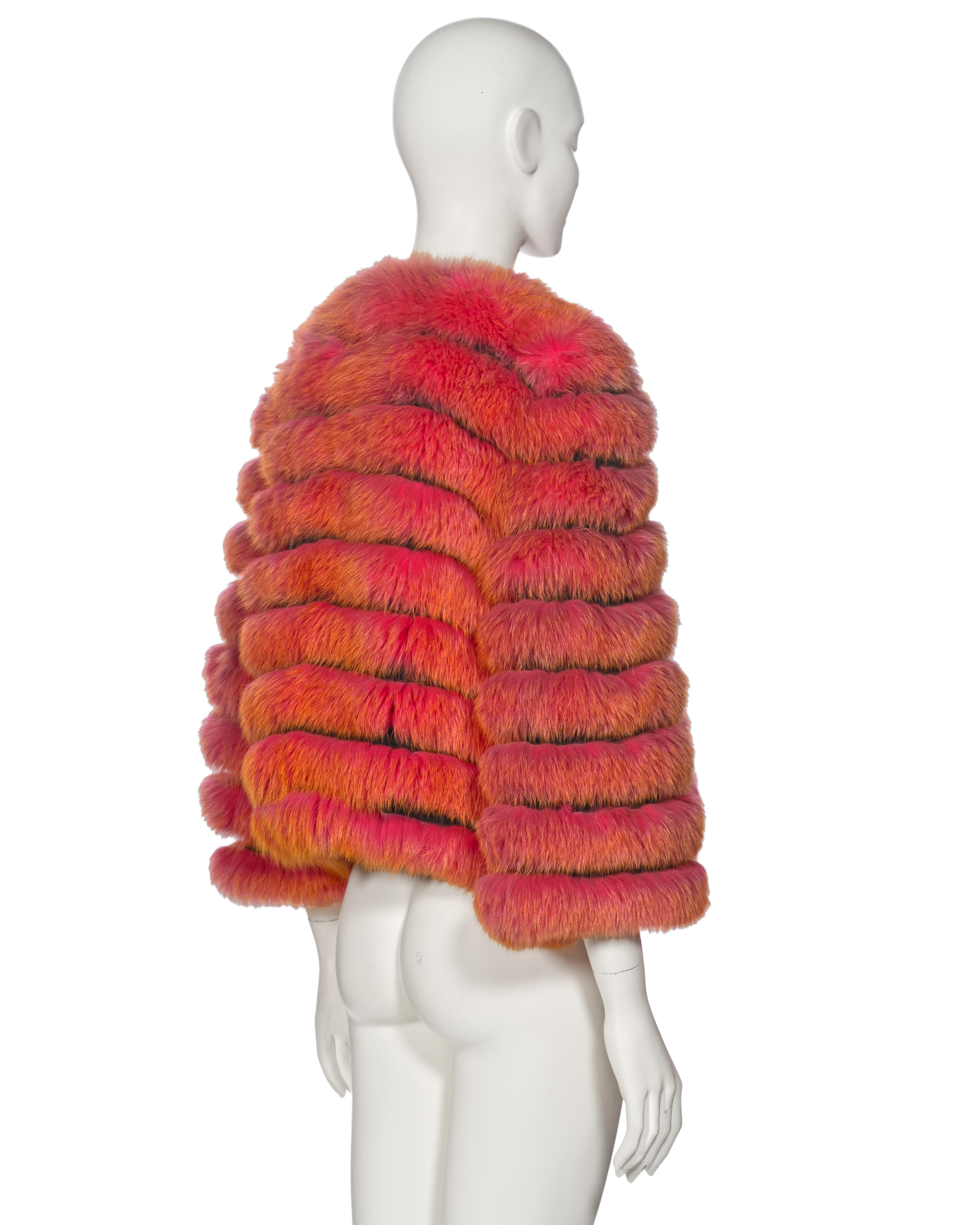 Dolce & Gabbana Fox Fur Jacket With Pink-to-Orange Gradient Coloration, fw 1999 5