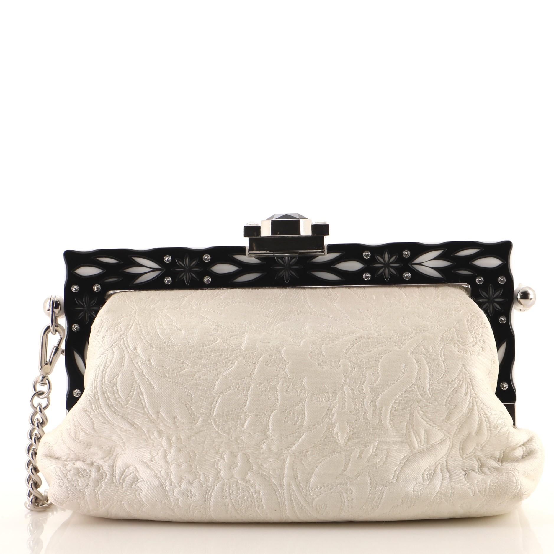 Dolce & Gabbana Frame Evening Clutch Embellished Silk Jacquard Small In Good Condition In NY, NY