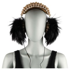 Dolce & Gabbana - Headphones Frends en forme de couronne en cristal et fourrure