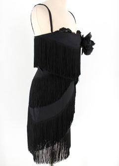 Dolce & Gabbana Fringed Silk Corseted Lace Trim Dress - Size US 6