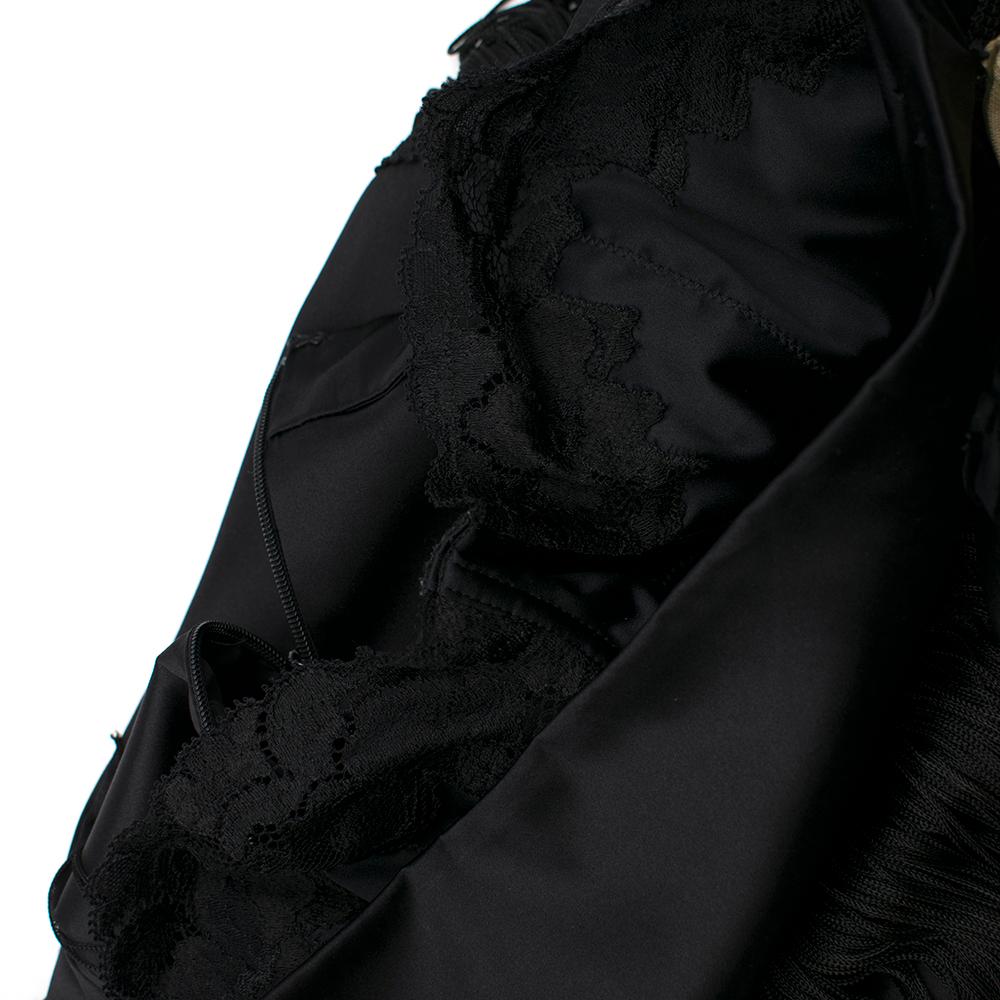 Dolce & Gabbana Fringed Silk Corseted Lace Trim Dress - Size US 6 2