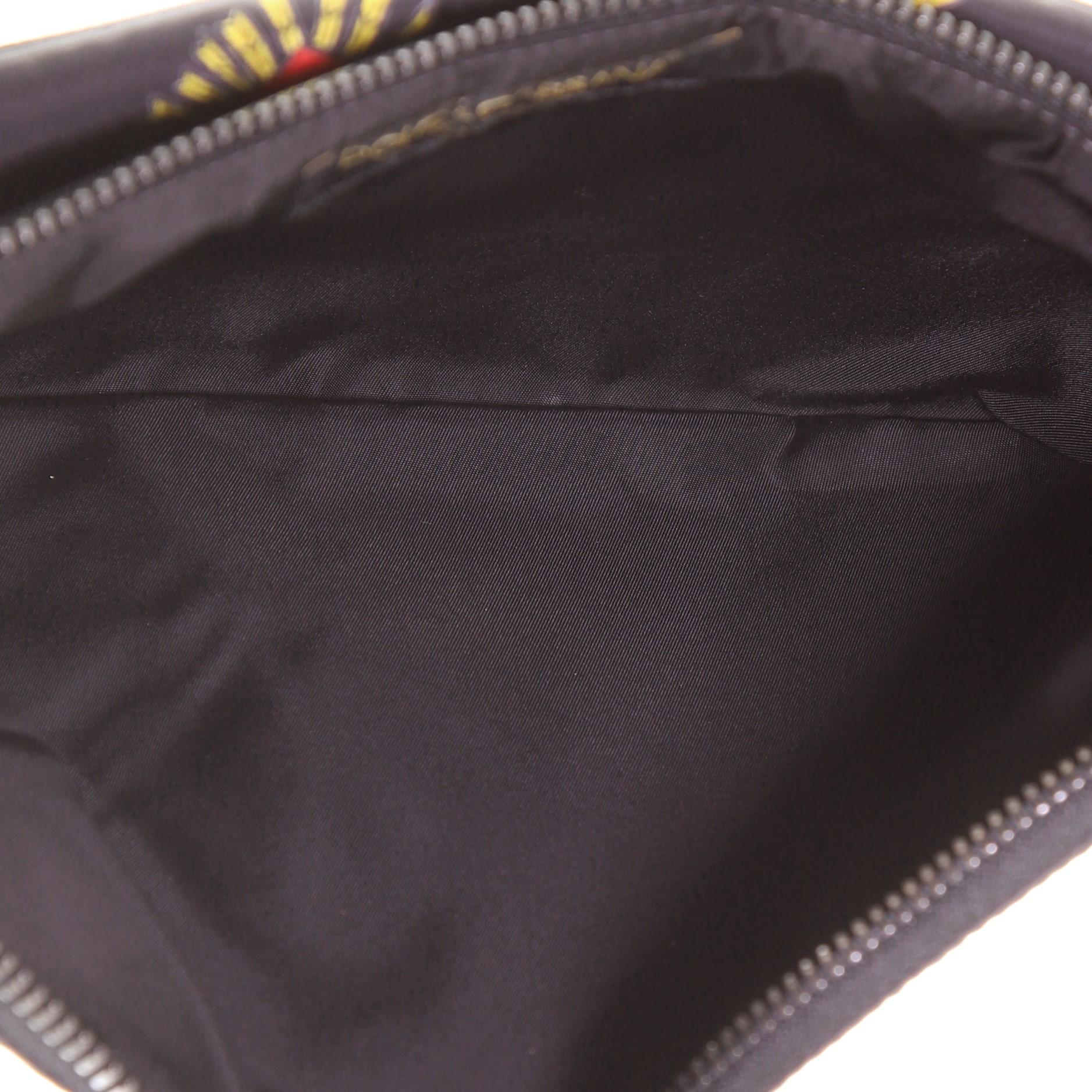 Black Dolce & Gabbana Front Zip Waist Bag Printed Nylon