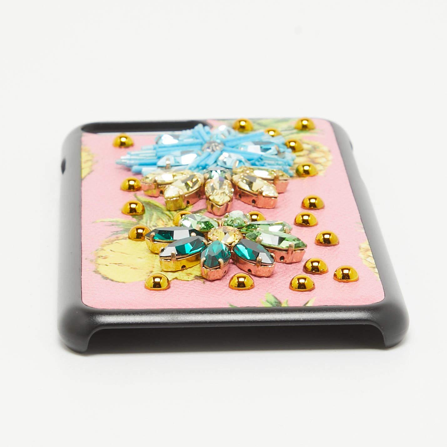Dolce & Gabbana Custodia per iPhone 7 Plus in pelle con stampa di frutta e impreziosita con cristalli In condizioni ottime in vendita a Dubai, Al Qouz 2
