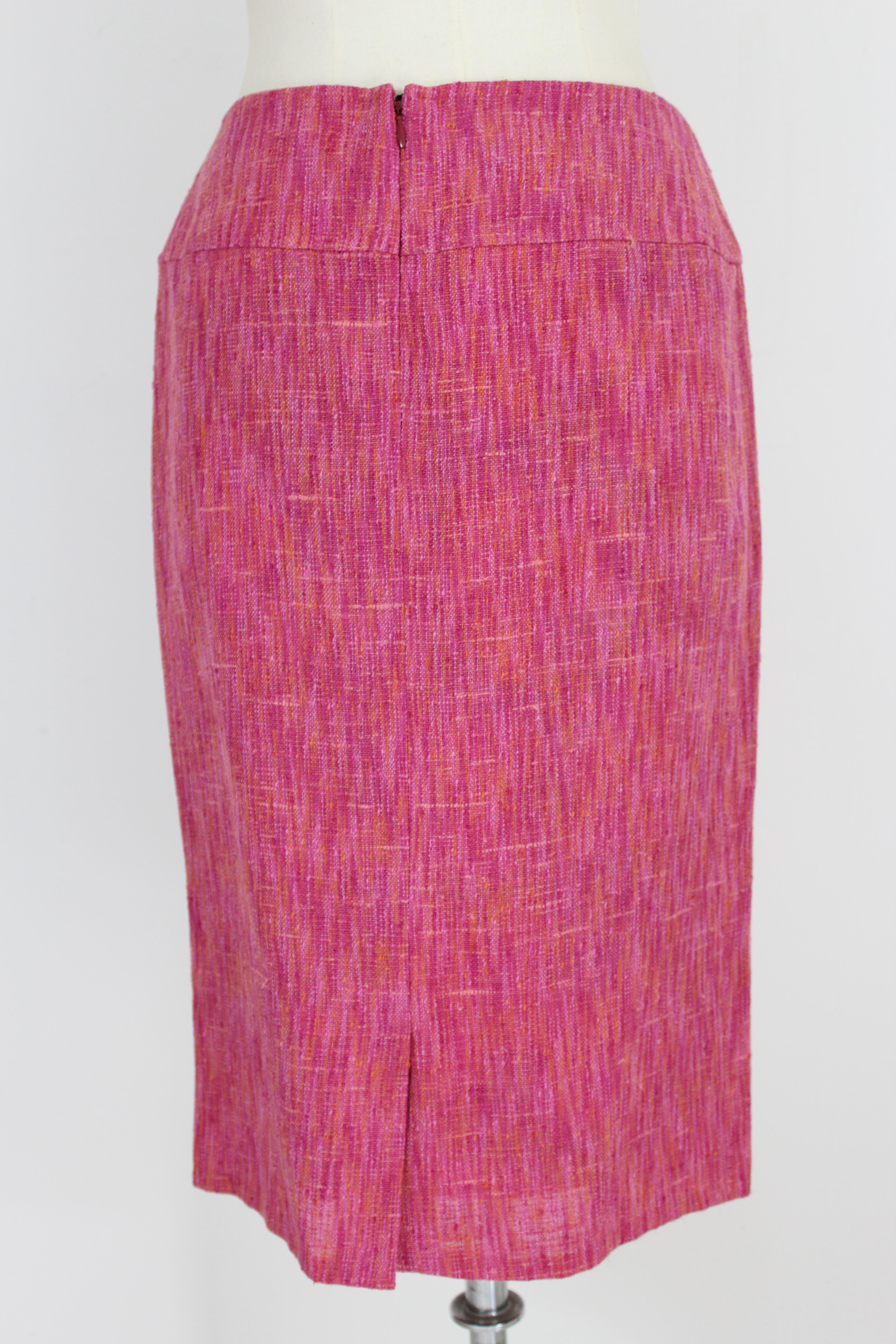 Women's Dolce Gabbana Fuchsia and Orange Wool Silk Skirt Suit Dress Coat 1990s Floral