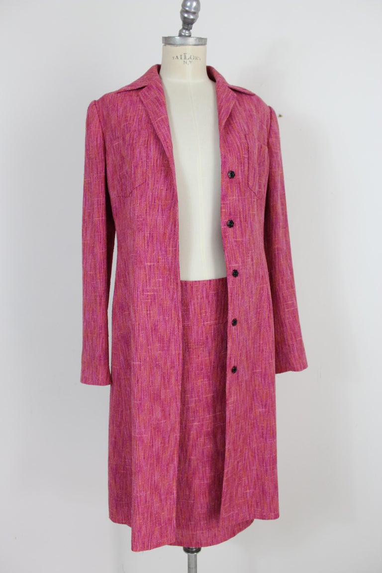 Dolce Gabbana Fuchsia and Orange Wool Silk Skirt Suit Dress Coat 1990s ...