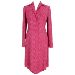 Dolce Gabbana Fuchsia and Orange Wool Silk Skirt Suit Dress Coat 1990s Floral