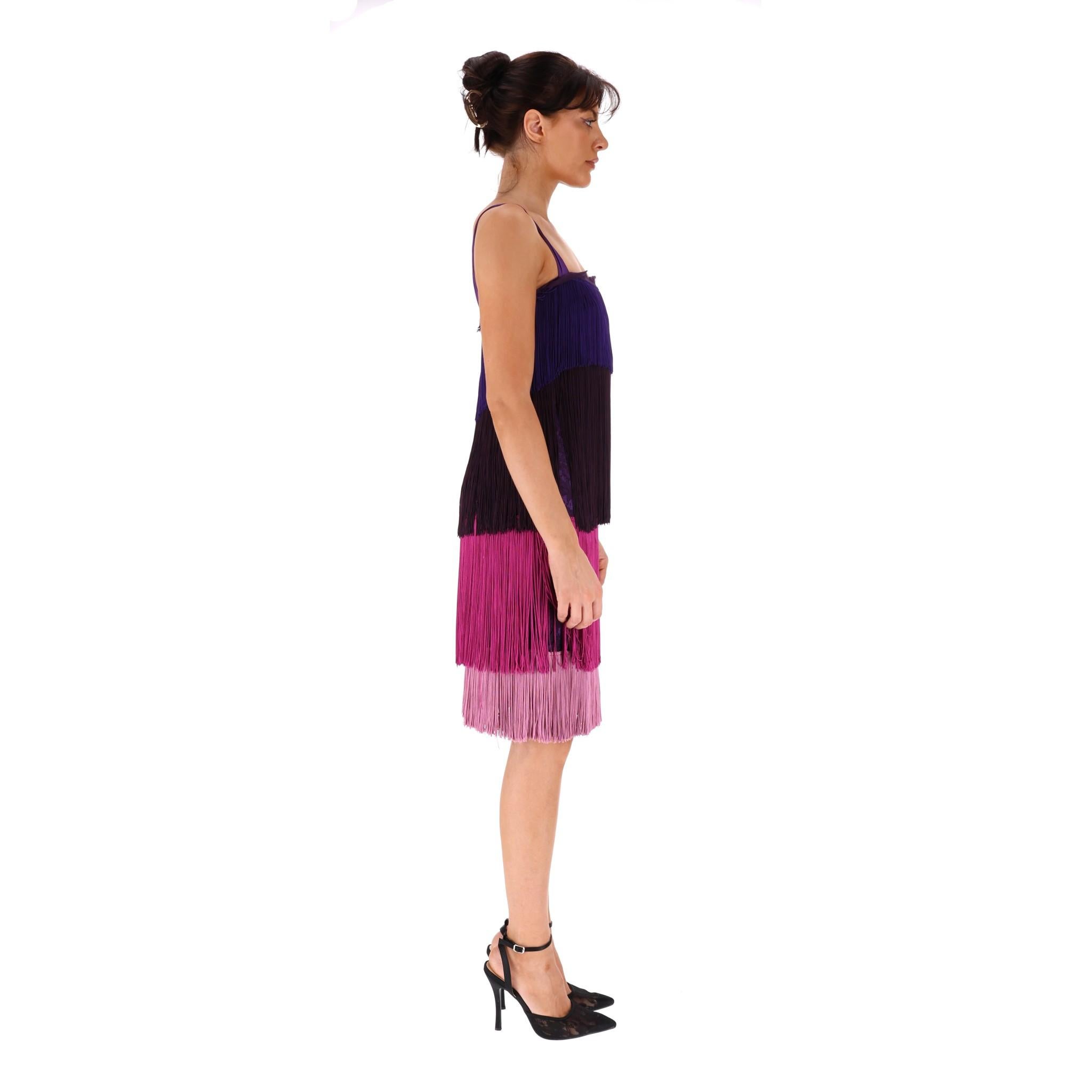Purple Dolce & Gabbana Full Fringe & Lace Dress