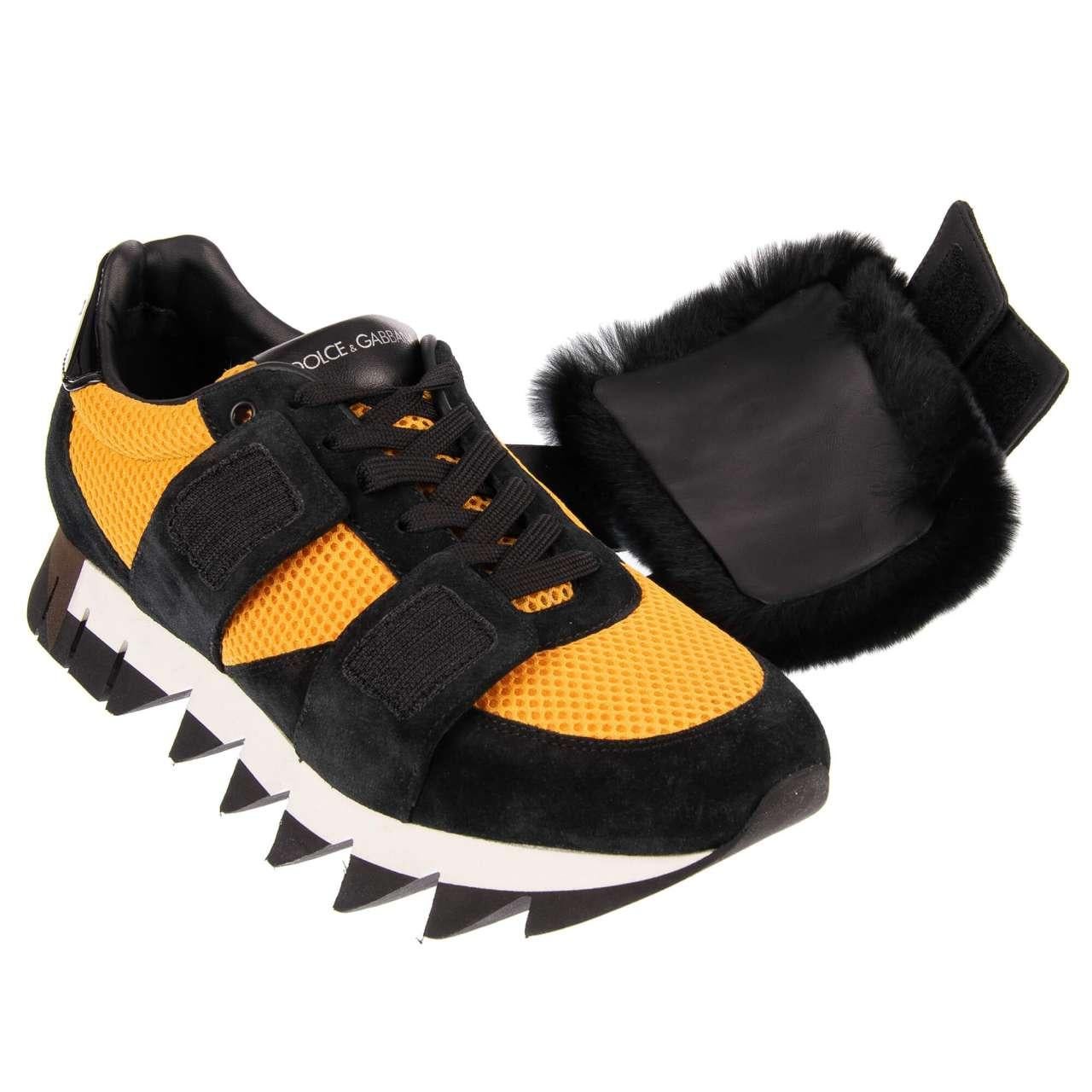 Men's Dolce & Gabbana - Fur Suede Sneakers CAPRI Black Yellow EUR 42 For Sale