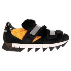 Dolce & Gabbana - Fur Suede Sneakers CAPRI Black Yellow EUR 42