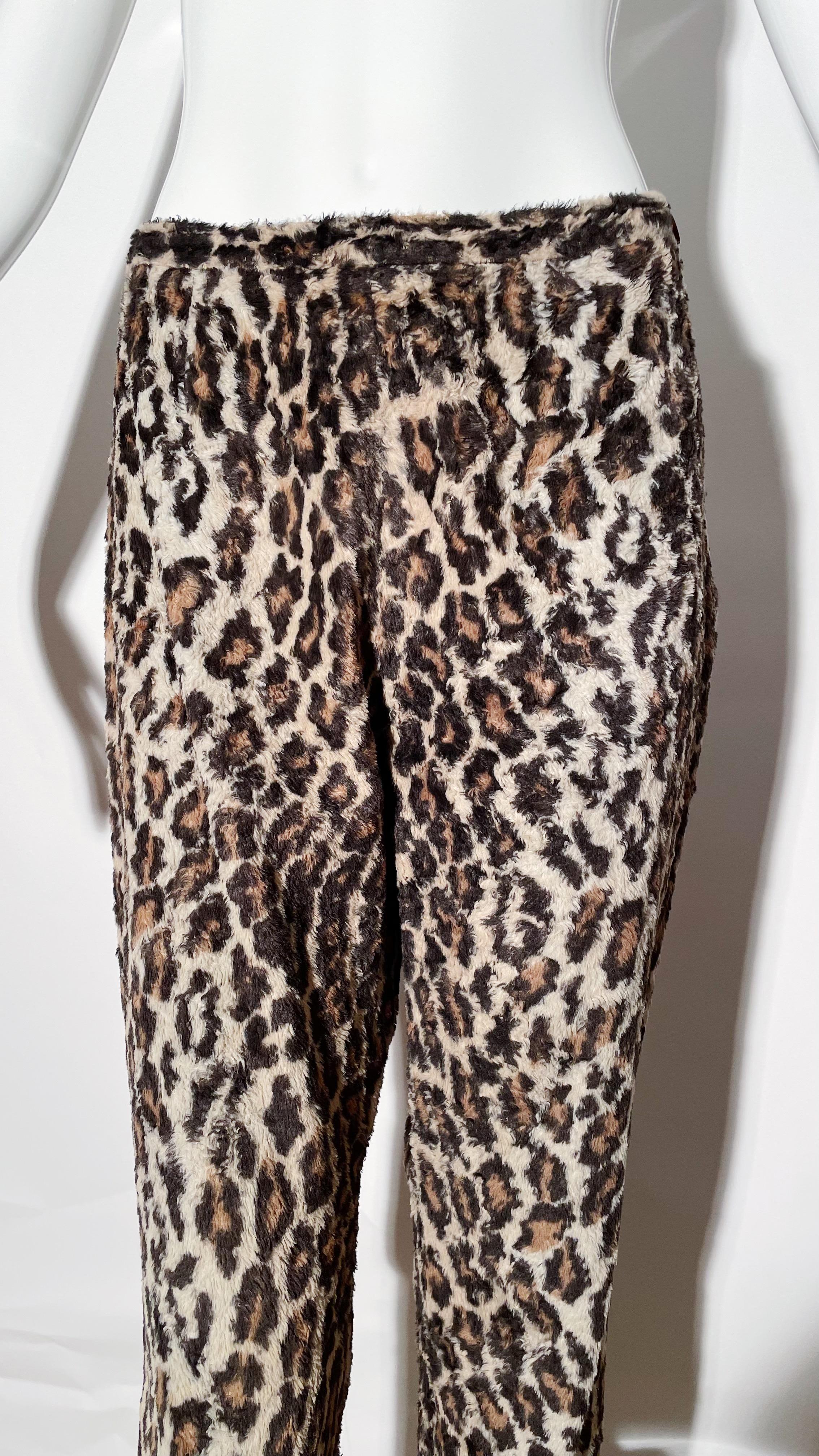 fuzzy leopard pants