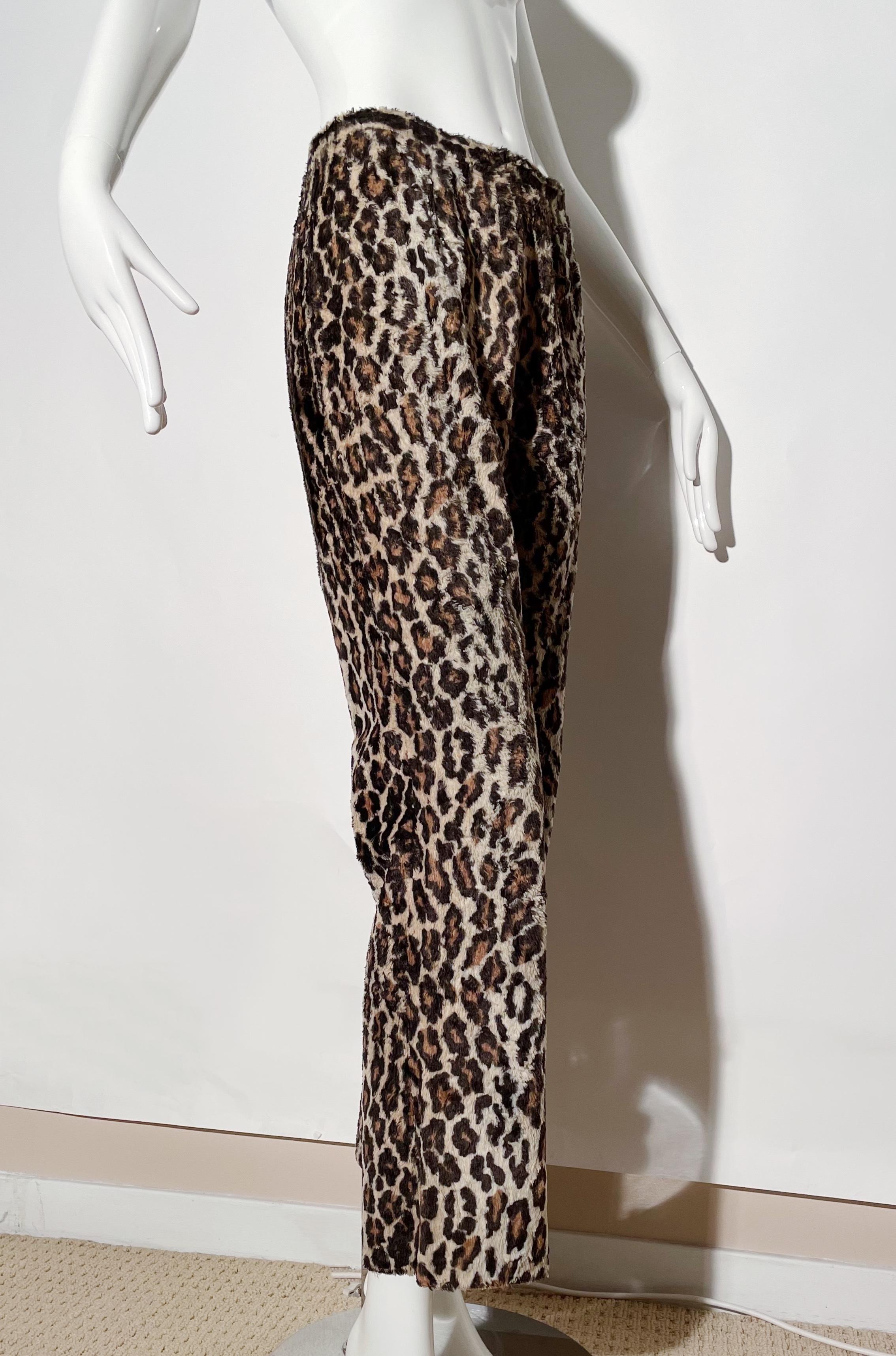 Gray Dolce & Gabbana Fuzzy Leopard Print Pants  For Sale
