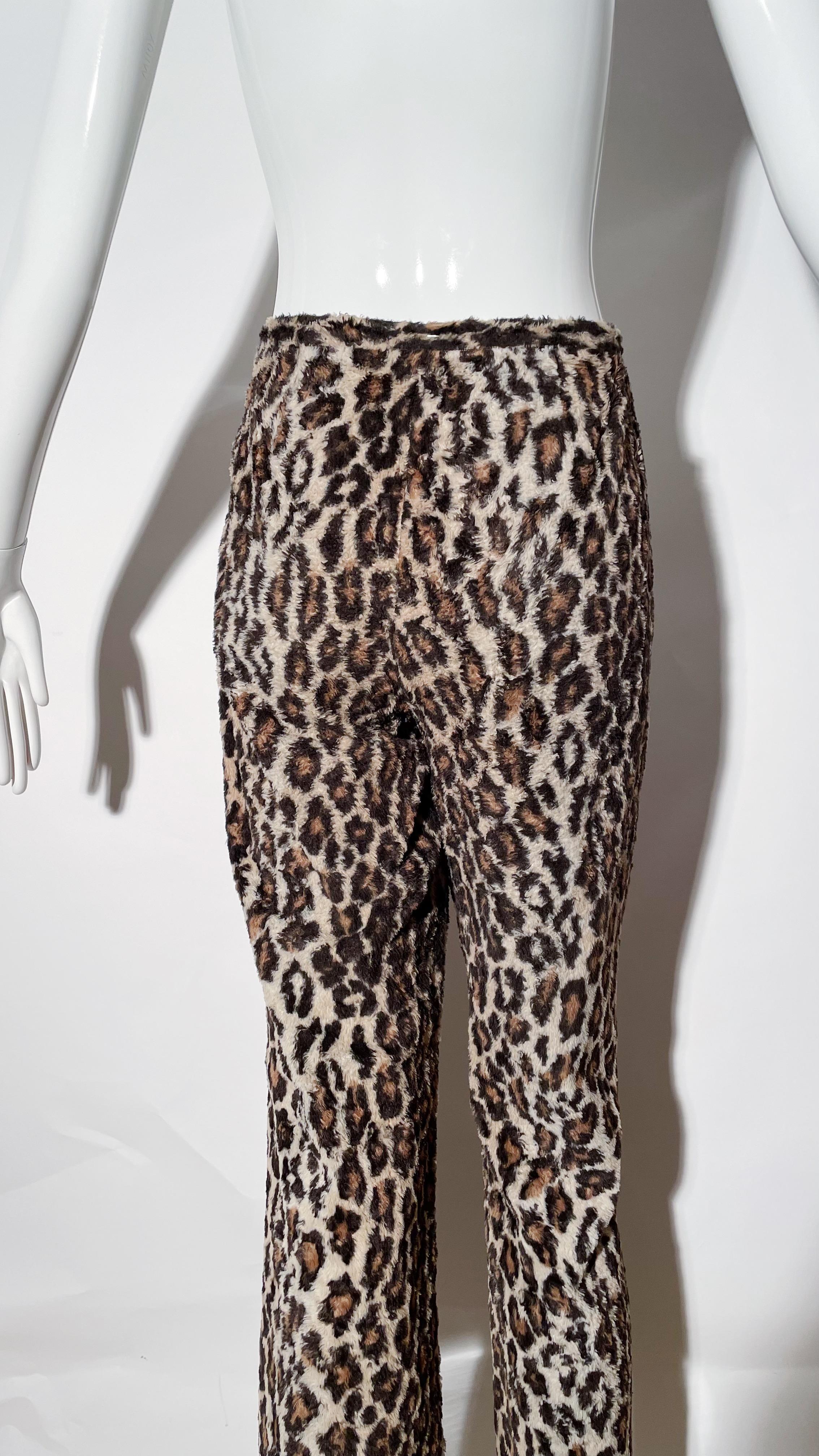 Women's Dolce & Gabbana Fuzzy Leopard Print Pants  For Sale