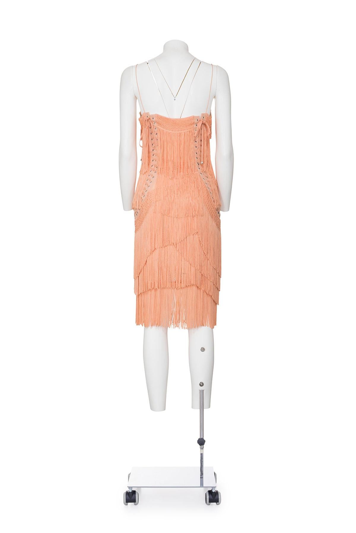 DOLCE & GABBANA FW 03 Iconic Fringe Slip Dress In Good Condition For Sale In Milano, MILANO
