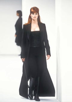 Dolce & Gabbana FW 1995 Runway Black Wool Button Long Coat IT 46