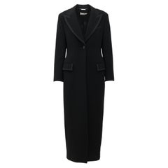 Dolce & Gabbana FW 1995 Runway Black Wool Button Long Coat IT 46