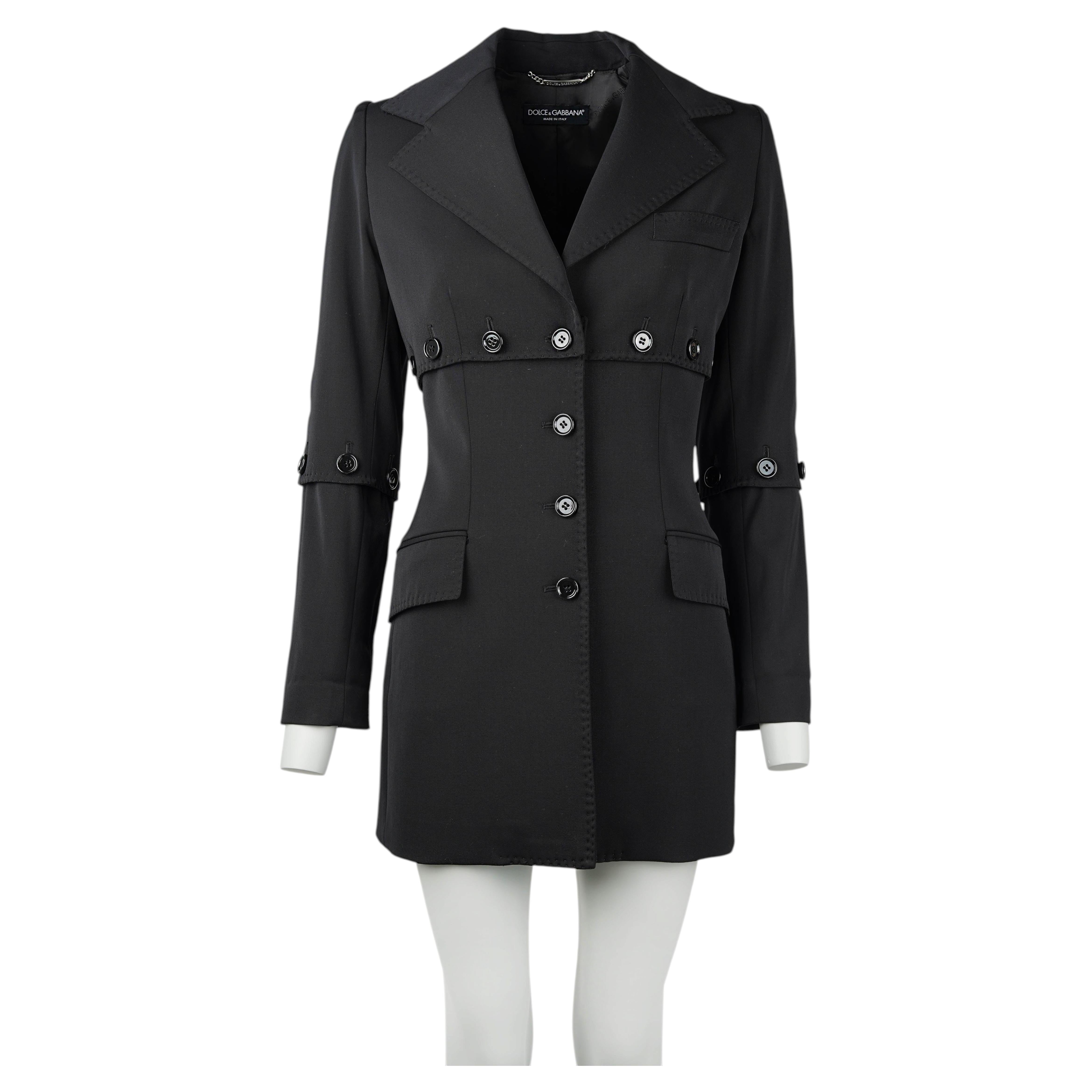 Dolce & Gabbana Vintage FW 2003 Black Wool Tailored Button Blazer IT 44