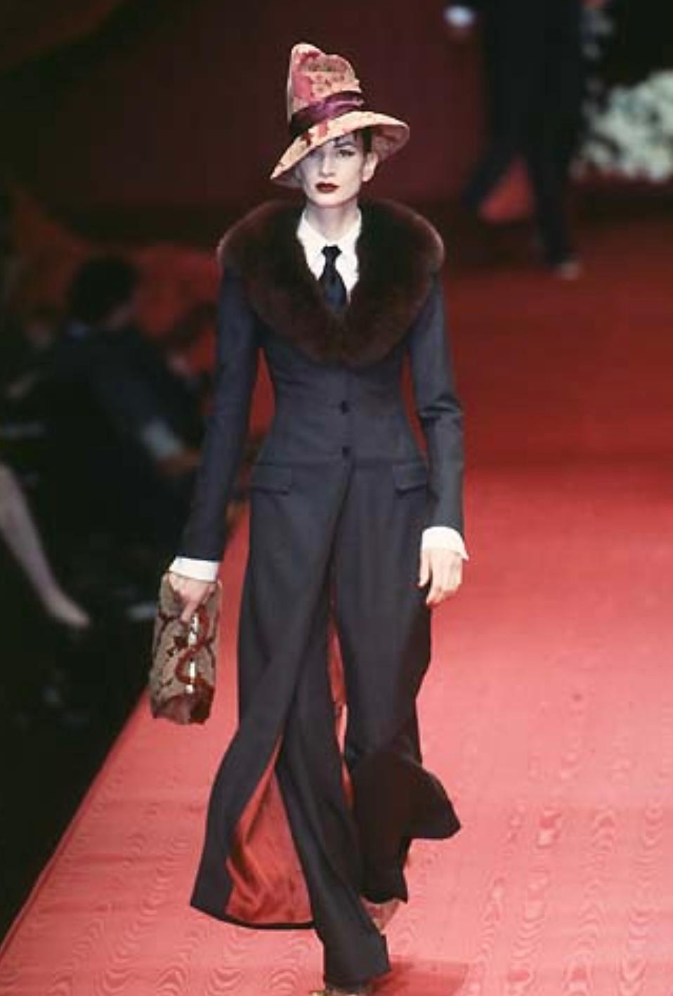DOLCE & GABBANA FW 97 Rare Pinstripe Suit with Mink Collar For Sale 6