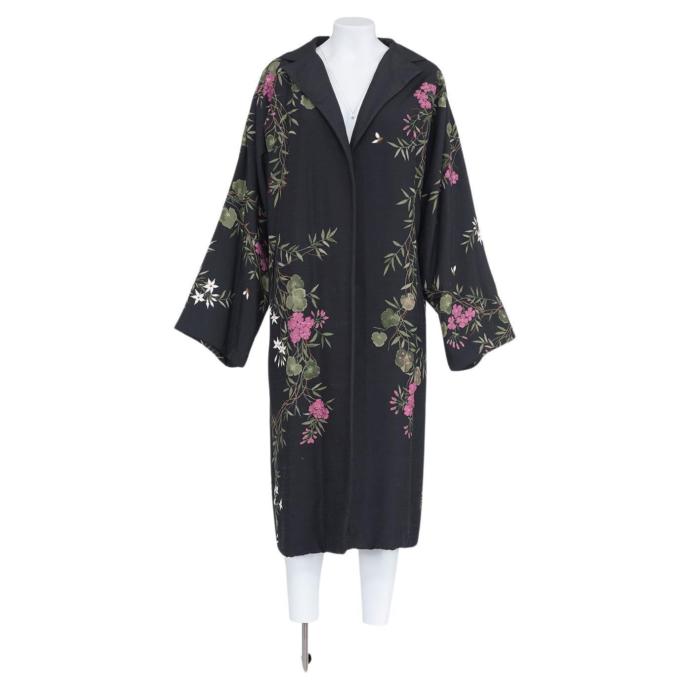 DOLCE & GABBANA FW 98 Rare Floral Painted Shantung Coat For Sale