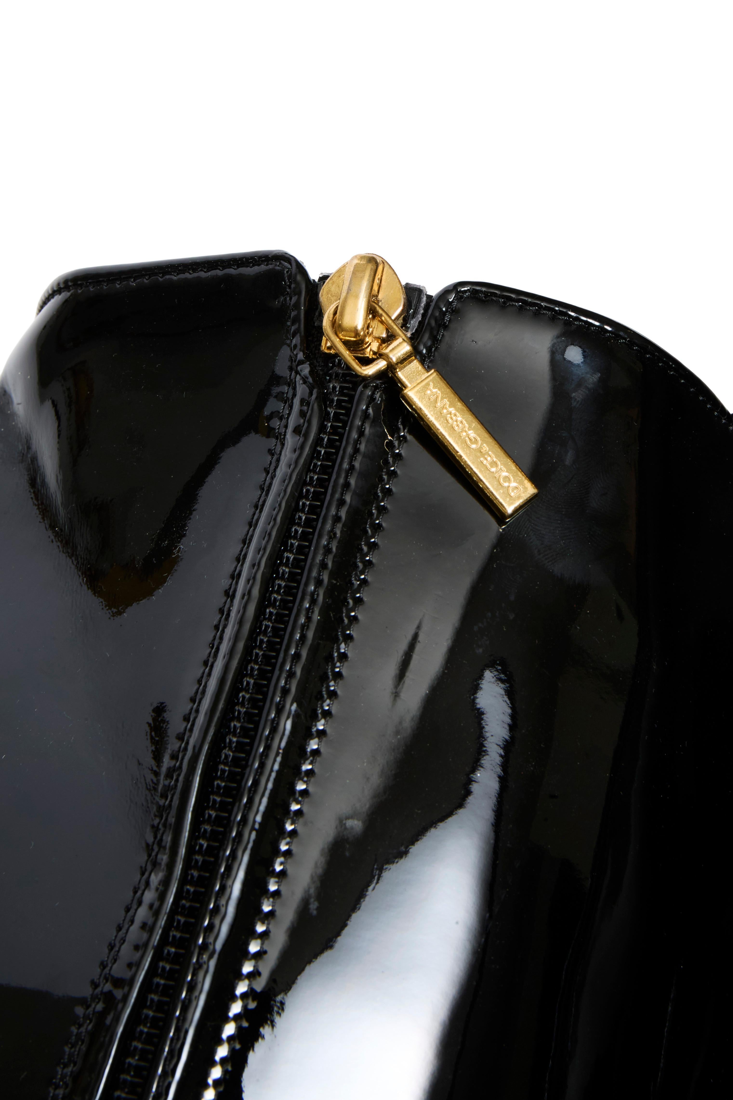 Dolce & Gabbana FW07 Patent Baroque-Heel Knee-High Boots Size 39 en vente 5