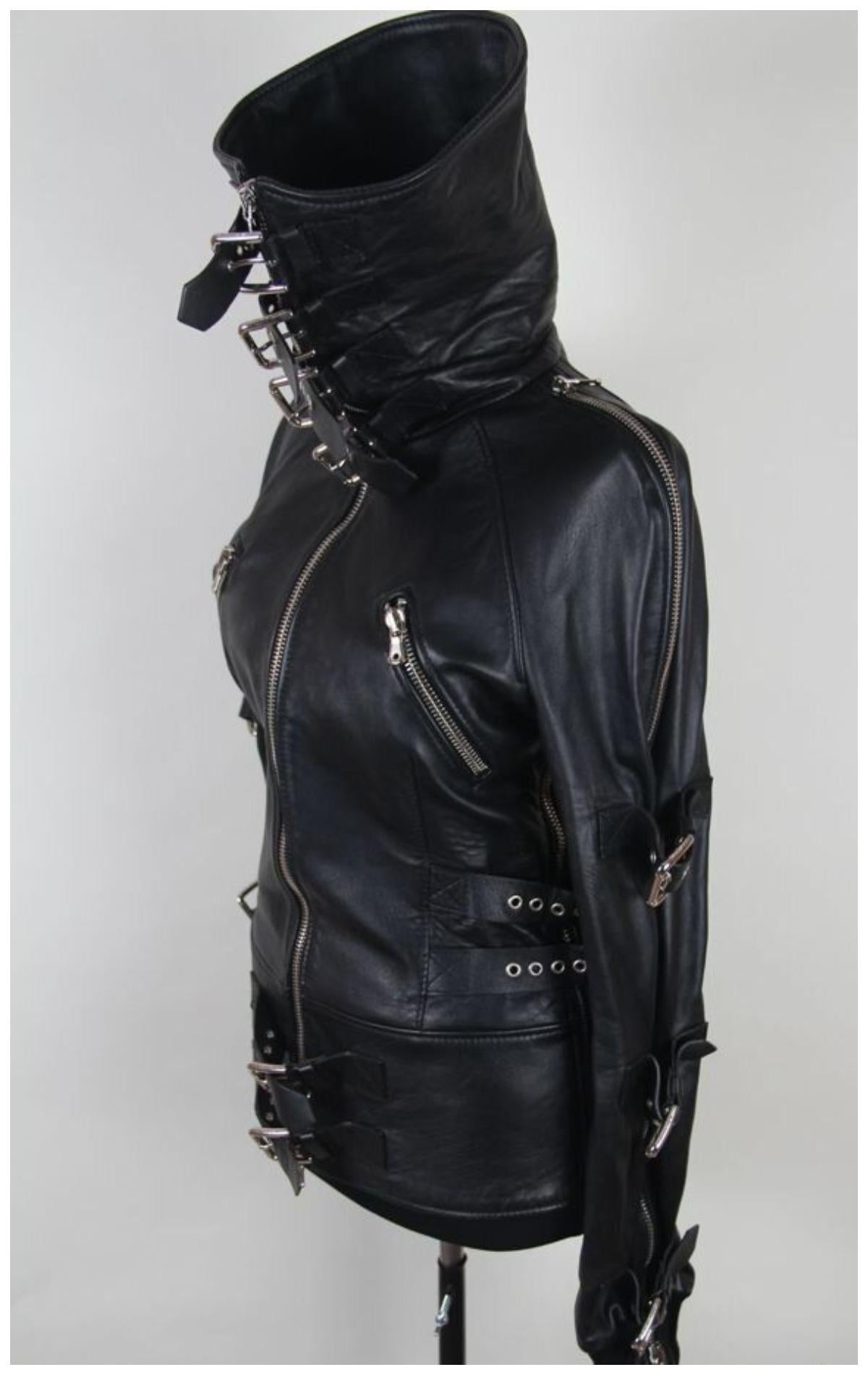 Nero DOLCE & GABBANA Giacca in pelle con cintura Bondage Iconic Autunno Inverno 2003 in vendita