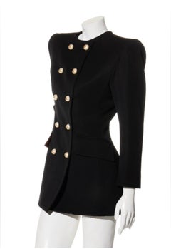 Dolce & Gabbana FW2020 Black Double-Breasted Blazer Dress IT 40