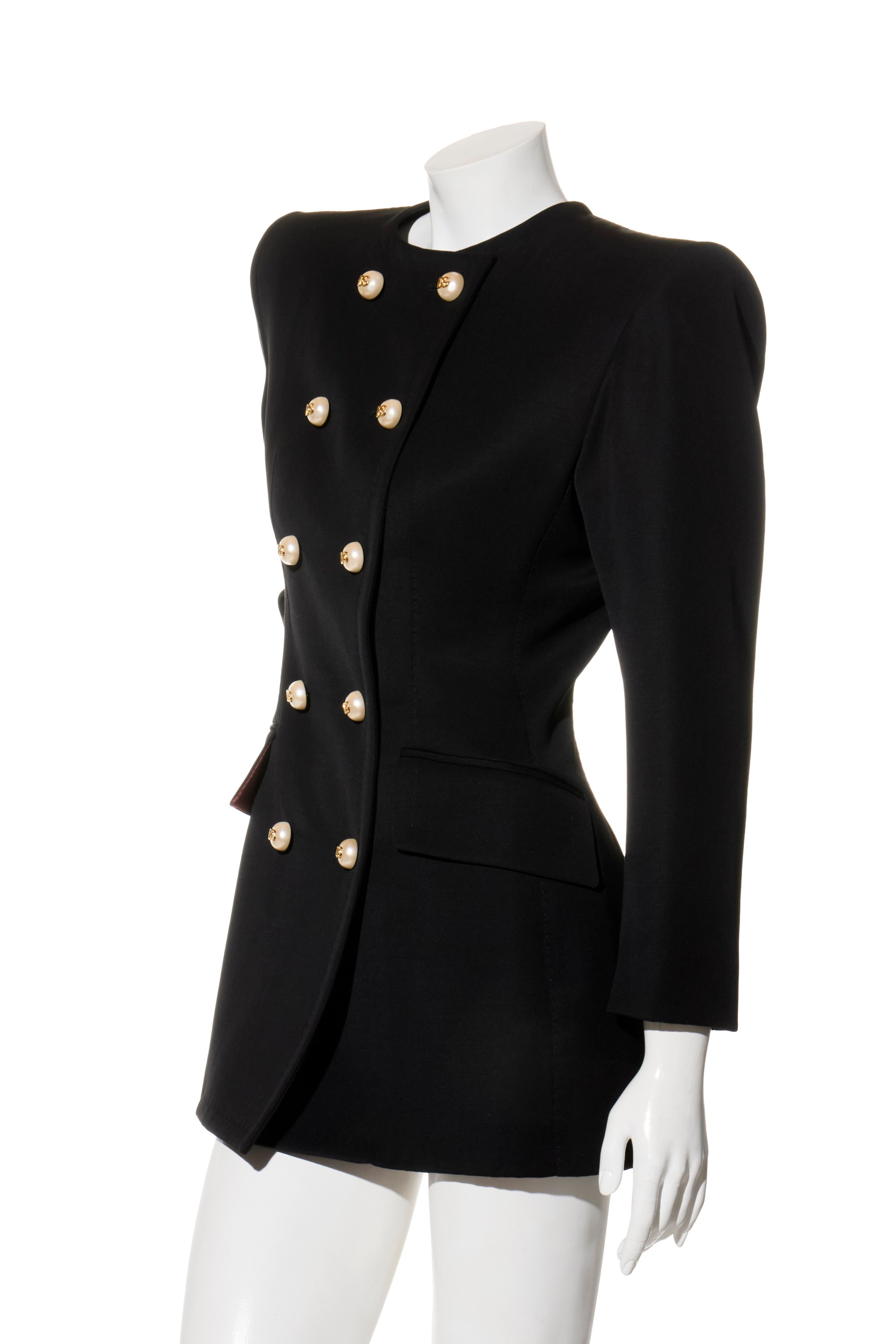 Dolce & Gabbana FW2020 Noir Robe blazer à double boutonnage IT 40 Excellent état - En vente à Woodland Hills, CA