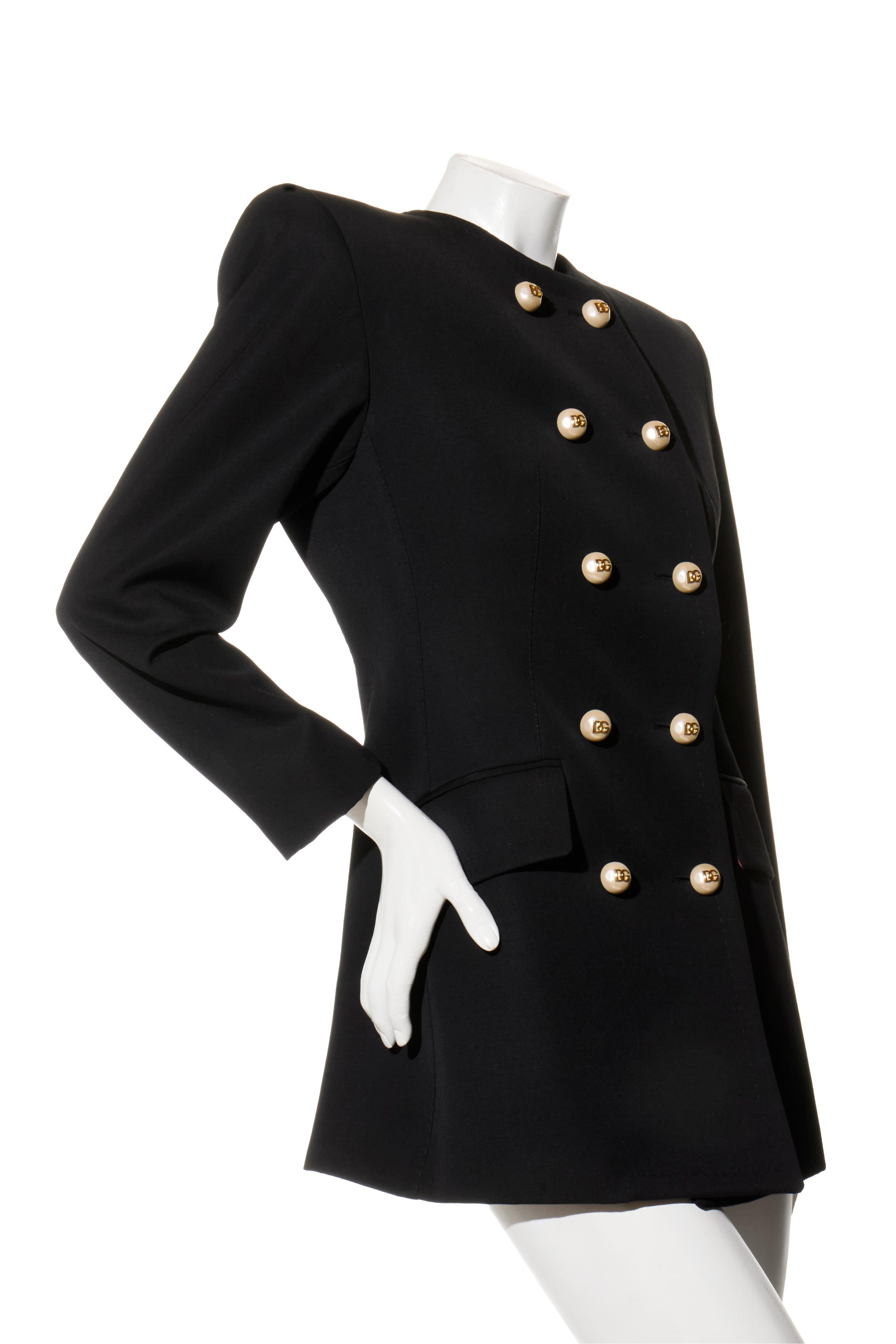 Dolce & Gabbana FW2020 Noir Robe blazer à double boutonnage IT 40 Pour femmes en vente