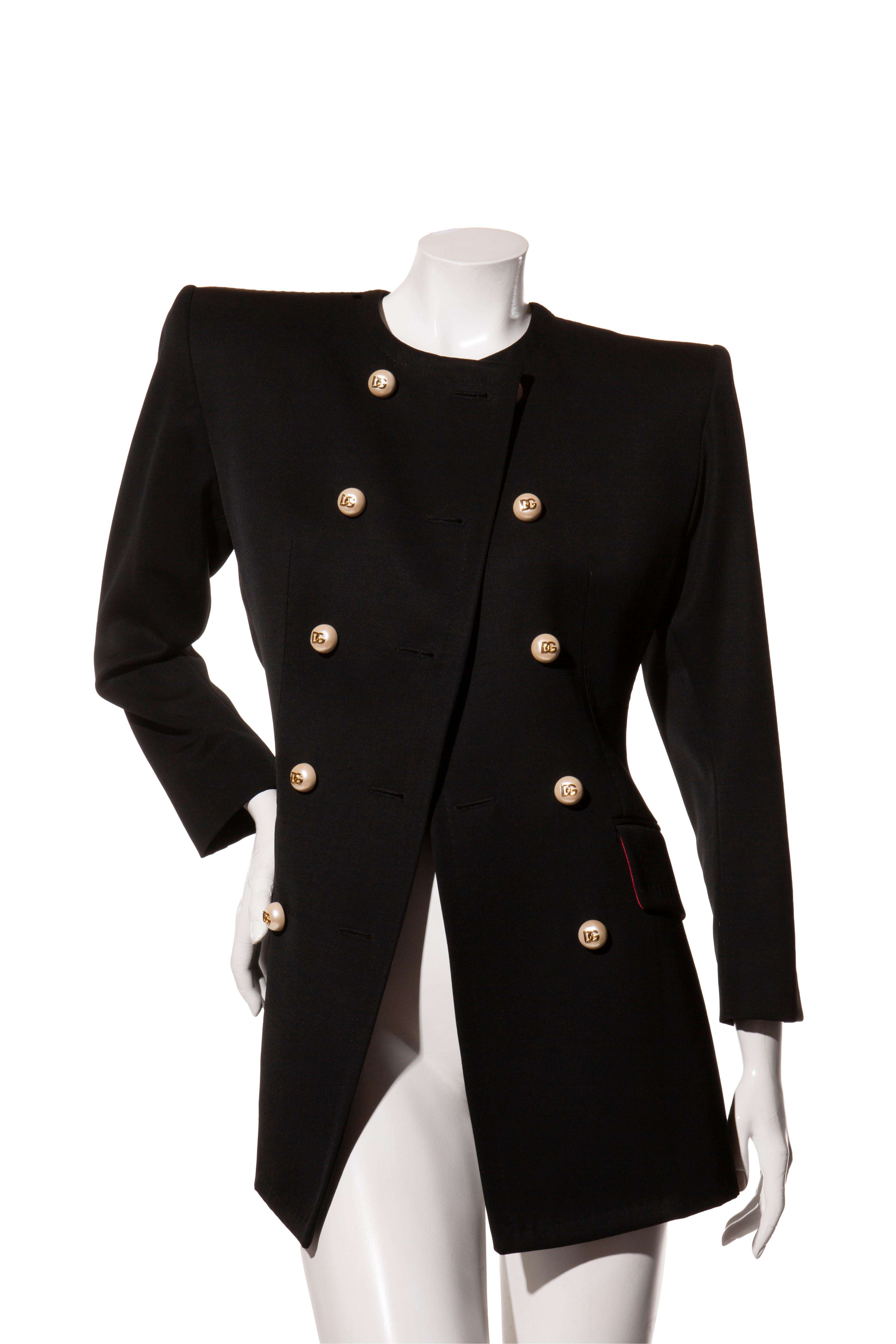 Dolce & Gabbana FW2020 Noir Robe blazer à double boutonnage IT 40 en vente 1