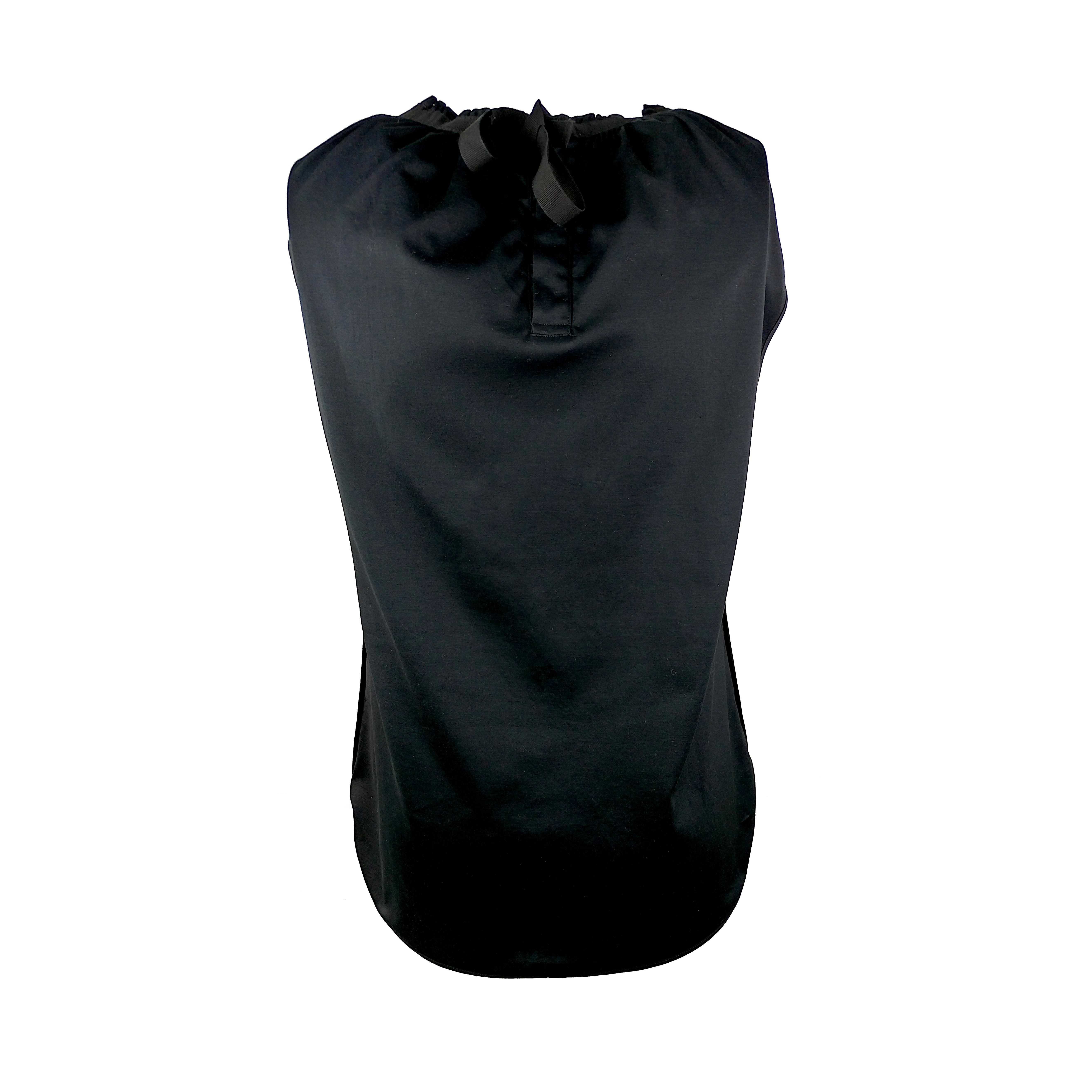 Noir DOLCE & GABBANA - Top sans manches en coton véritable noir avec perles  Taille S en vente