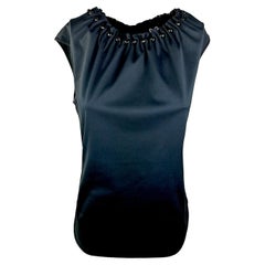 DOLCE & GABBANA – Genuine Black Cotton Sleeveless Top with Beads  Size XS