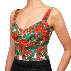 Dolce & Gabbana - Geranium Bustier Corsage Top Red Green White IT 48