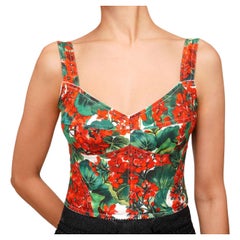 Dolce & Gabbana - Geranium Bustier Corsage Top Red Green White IT 48