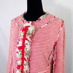 Dolce & Gabbana jacket with red white houndstooth and floral details
