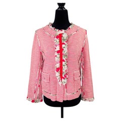 Dolce & Gabbana jacket with red white houndstooth and floral details