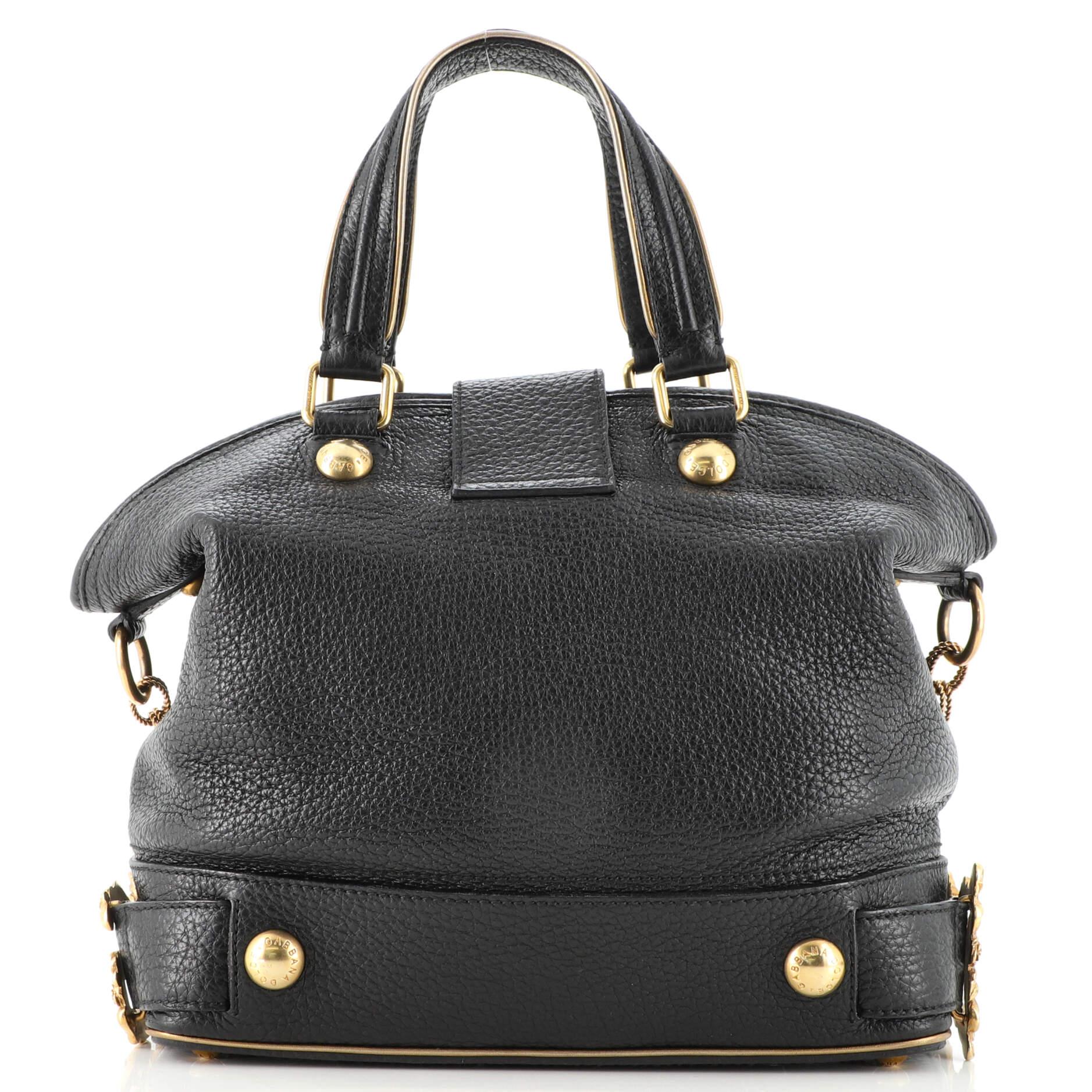 Dolce & Gabbana Gilded Leaf Convertible Satchel Leather Medium In Good Condition In NY, NY