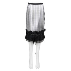 Dolce & Gabbana Gingham Cotton Pencil Skirt with Broderie Anglaise Hem 2006