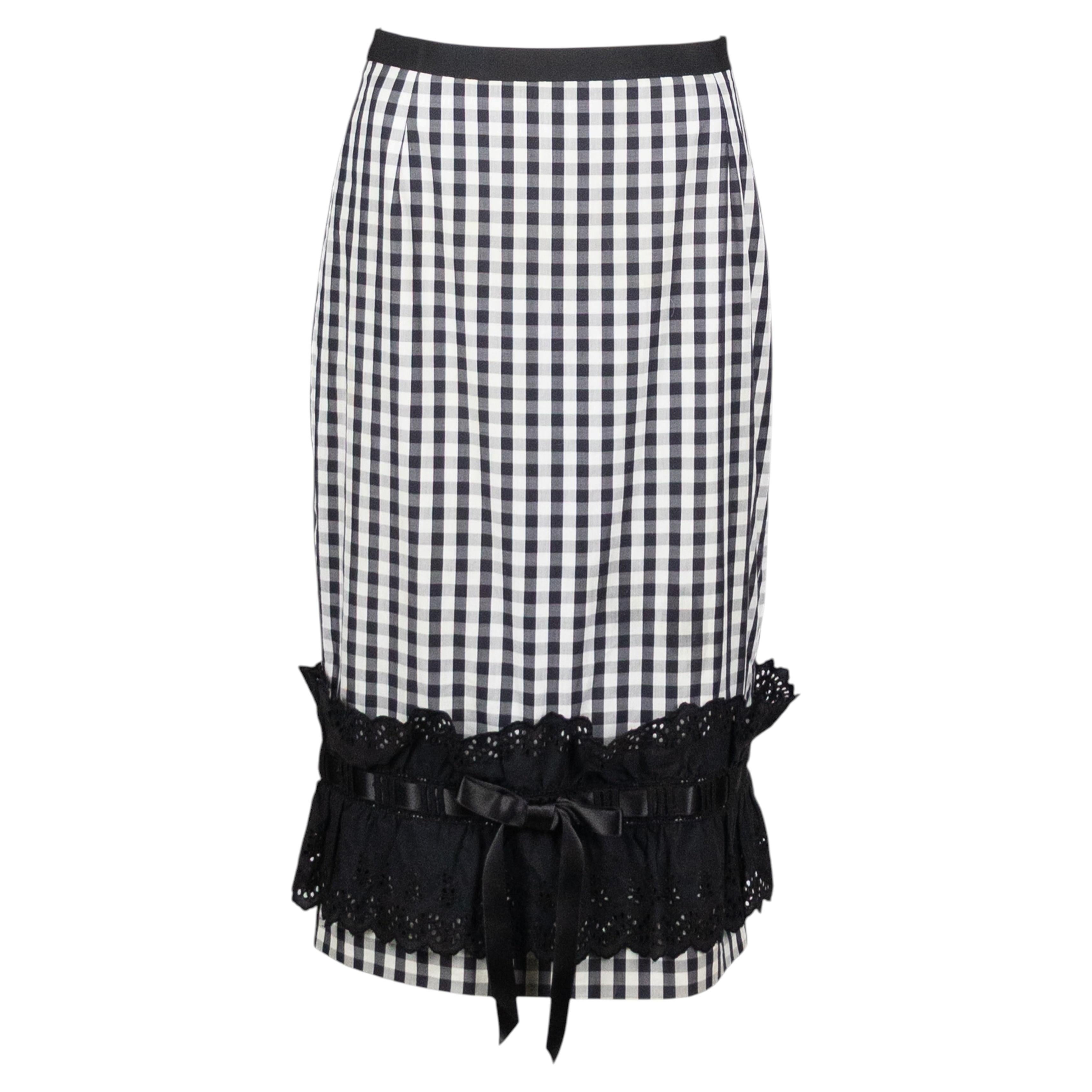 Dolce & Gabbana Gingham Skirt with Broderie Anglaise Hem Runway S/S 2006